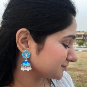 Blue flower Jhumkas